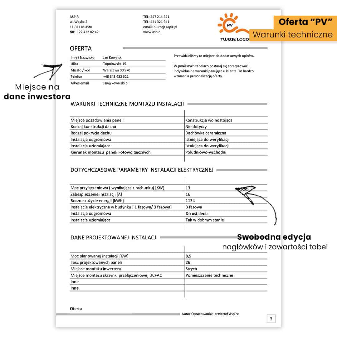 Program do ofertowania instalacji PV + Interaktywny formularz PV do zbierania danych od klienta